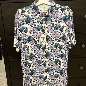 Men's Floral Polo Shirt - Blue and Purple